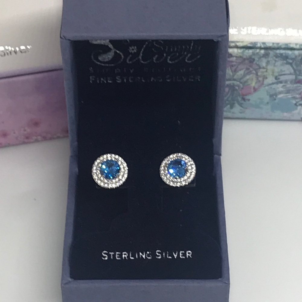Simply Silver sterling silver Halo Stud Earrings